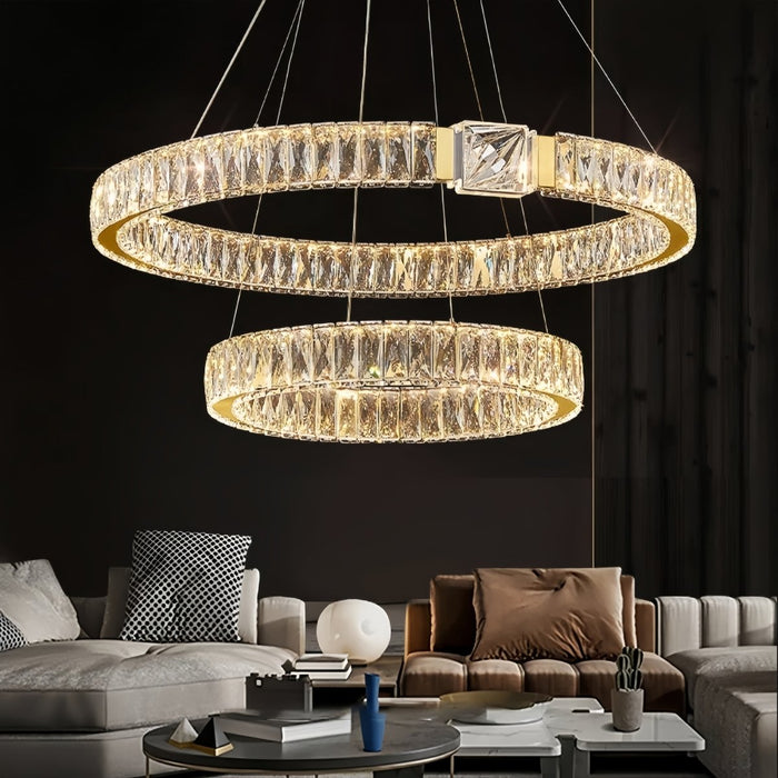 BAMDECOR C3319 Modern Crystal Chandeliers Lighting Fixtures Contemporary Round Chandelier Lighting Fixtures Crystal Pendant Ceiling Lights(Gold - 80+60cm) - Amazingooh Wholesale