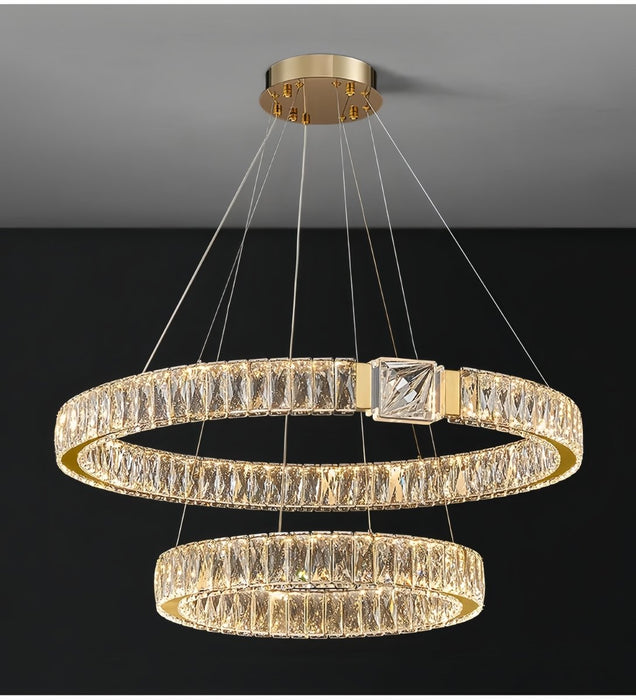 BAMDECOR C3319 Modern Crystal Chandeliers Lighting Fixtures Contemporary Round Chandelier Lighting Fixtures Crystal Pendant Ceiling Lights(Gold - 80+60cm) - Amazingooh Wholesale
