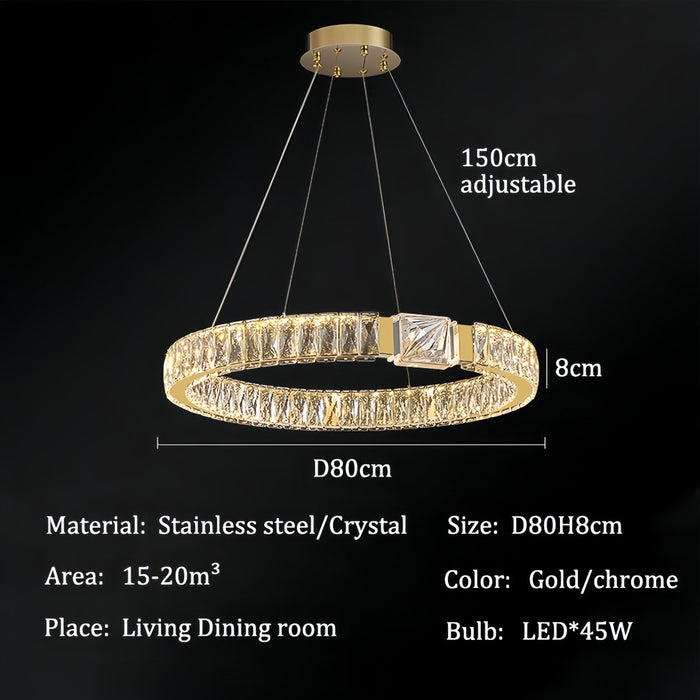 BAMDECOR C3319 Modern Crystal Chandeliers Lighting Fixtures Contemporary Round Chandelier Lighting Fixtures Crystal Pendant Ceiling Lights(Gold - 80cm) - Amazingooh Wholesale