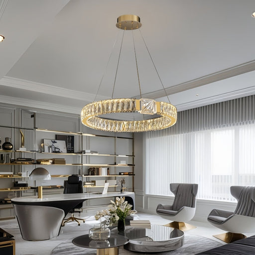 BAMDECOR C3319 Modern Crystal Chandeliers Lighting Fixtures Contemporary Round Chandelier Lighting Fixtures Crystal Pendant Ceiling Lights(Gold - 80cm) - Amazingooh Wholesale