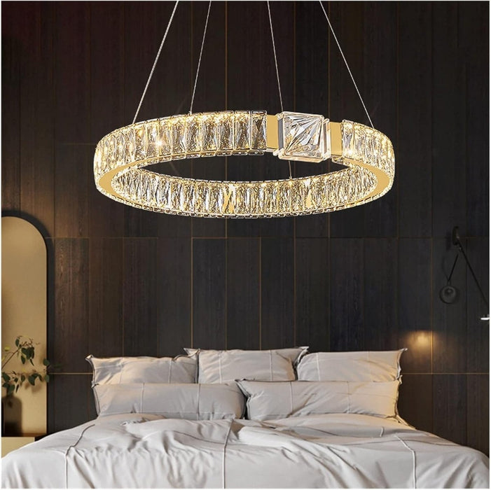 BAMDECOR C3319 Modern Crystal Chandeliers Lighting Fixtures Contemporary Round Chandelier Lighting Fixtures Crystal Pendant Ceiling Lights(Gold - 80cm) - Amazingooh Wholesale