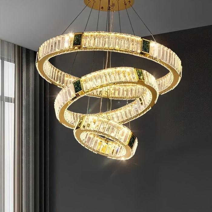 BAMDECOR C3320 Modern Crystal Chandeliers Lighting Fixtures Contemporary Round Chandelier Lighting Fixtures Crystal Pendant Ceiling Lights(3 Rings Gold - 100+80+60cm) - Amazingooh Wholesale