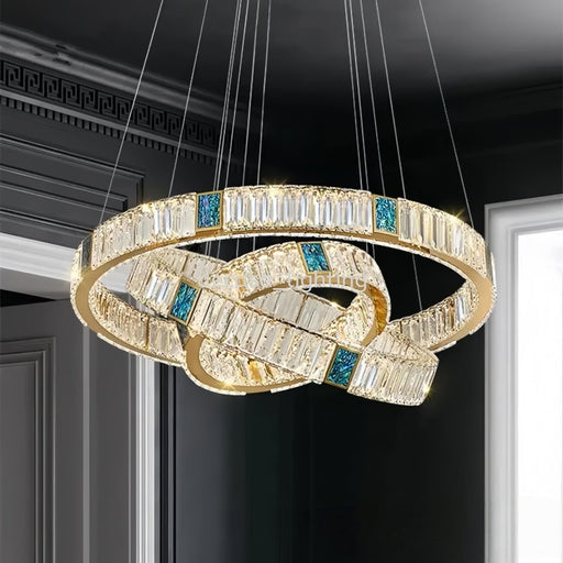 BAMDECOR C3320 Modern Crystal Chandeliers Lighting Fixtures Contemporary Round Chandelier Lighting Fixtures Crystal Pendant Ceiling Lights(3 Rings Gold - 100+80+60cm) - Amazingooh Wholesale