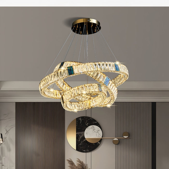 BAMDECOR C3320 Modern Crystal Chandeliers Lighting Fixtures Contemporary Round Chandelier Lighting Fixtures Crystal Pendant Ceiling Lights(3 Rings Gold - 100+80+60cm) - Amazingooh Wholesale