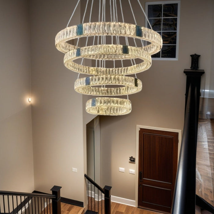 BAMDECOR C3320 Modern Crystal Chandeliers Lighting Fixtures Contemporary Round Chandelier Lighting Fixtures Crystal Pendant Ceiling Lights(4 Rings Gold - 100+80+60+40cm) - Amazingooh Wholesale