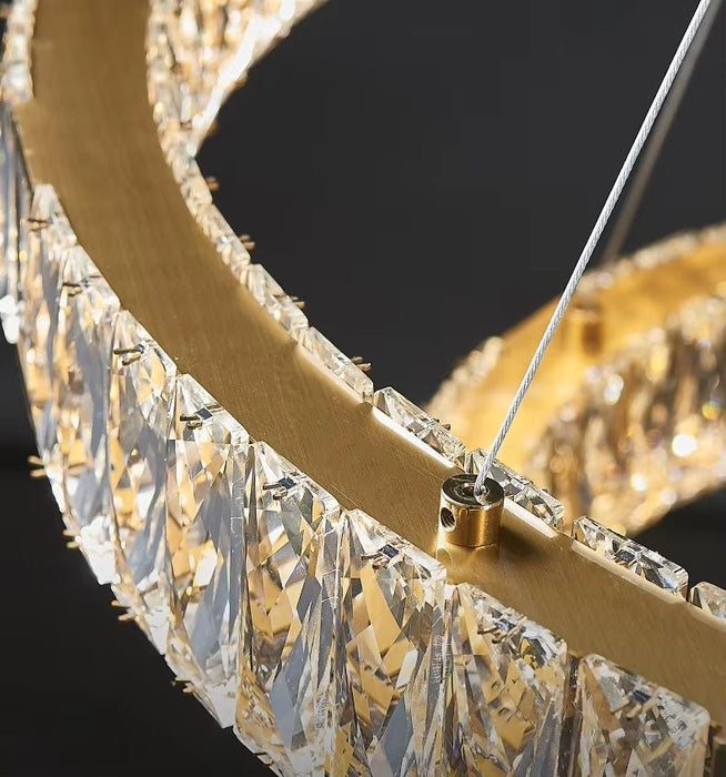 BAMDECOR C3320 Modern Crystal Chandeliers Lighting Fixtures Contemporary Round Chandelier Lighting Fixtures Crystal Pendant Ceiling Lights(4 Rings Gold - 100+80+60+40cm) - Amazingooh Wholesale