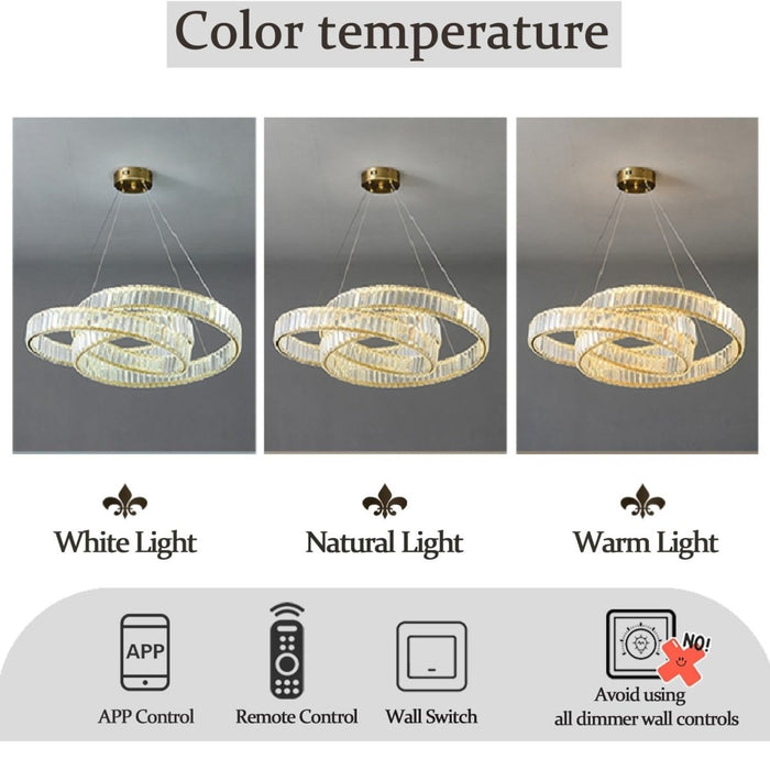 BAMDECOR C3322 Modern Crystal Chandeliers Lighting Fixtures Contemporary Round Chandelier Lighting Fixtures Crystal Pendant Ceiling Lights(Gold - 80cm) - Amazingooh Wholesale