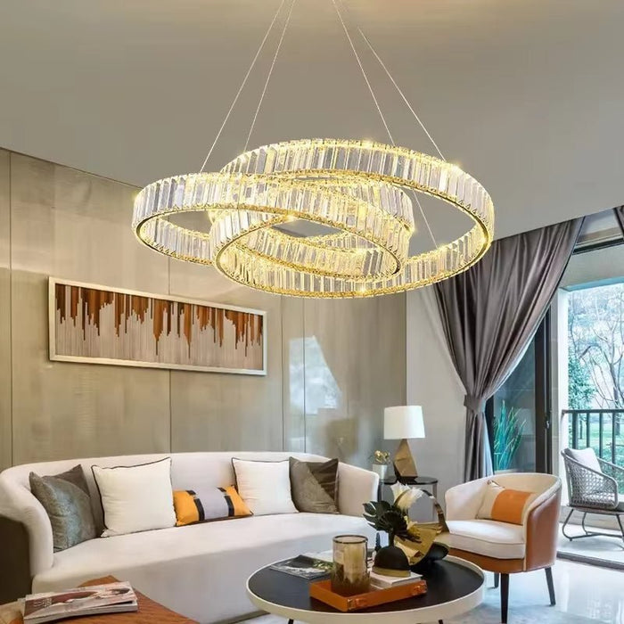 BAMDECOR C3322 Modern Crystal Chandeliers Lighting Fixtures Contemporary Round Chandelier Lighting Fixtures Crystal Pendant Ceiling Lights(Gold - 80cm) - Amazingooh Wholesale