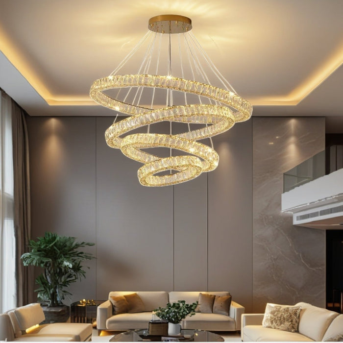 BAMDECOR C3325 Four Rings Modern Crystal Chandeliers Lighting Fixtures Contemporary Round Chandelier Lighting Fixtures Crystal Pendant Ceiling Lights - Amazingooh Wholesale