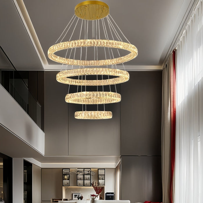 BAMDECOR C3325 Four Rings Modern Crystal Chandeliers Lighting Fixtures Contemporary Round Chandelier Lighting Fixtures Crystal Pendant Ceiling Lights (Copy) - Amazingooh Wholesale