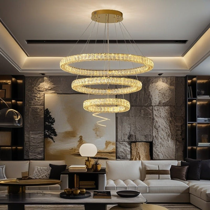 BAMDECOR C3325 Three Rings Modern Crystal Chandeliers Lighting Fixtures Contemporary Round Chandelier Lighting Fixtures Crystal Pendant Ceiling Lights - Amazingooh Wholesale
