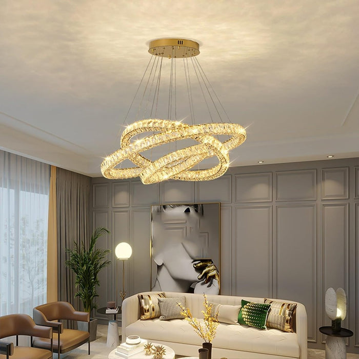 BAMDECOR C3325 Three Rings Modern Crystal Chandeliers Lighting Fixtures Contemporary Round Chandelier Lighting Fixtures Crystal Pendant Ceiling Lights - Amazingooh Wholesale