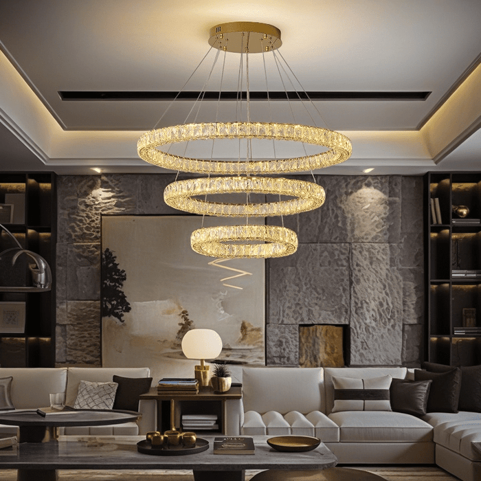 BAMDECOR C3325 Three Rings Modern Crystal Chandeliers Lighting Fixtures Contemporary Round Chandelier Lighting Fixtures Crystal Pendant Ceiling Lights - Amazingooh Wholesale