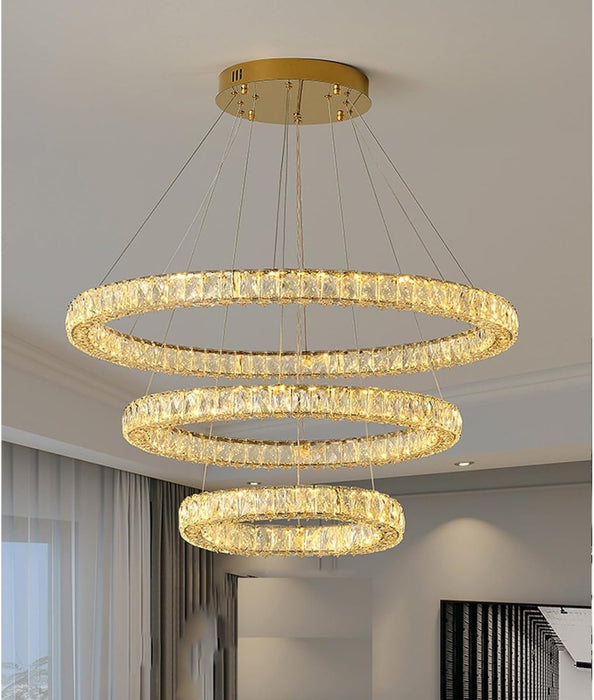 BAMDECOR C3325 Three Rings Modern Crystal Chandeliers Lighting Fixtures Contemporary Round Chandelier Lighting Fixtures Crystal Pendant Ceiling Lights - Amazingooh Wholesale