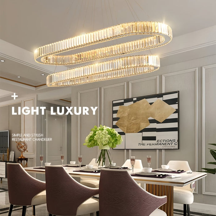 BAMDECOR C3329 Modern Linear Crystal Chandeliers Lighting Fixtures Contemporary Round Chandelier Lighting Fixtures Crystal Pendant Ceiling Lights(Gold - Oval 80+60cm) - Amazingooh Wholesale
