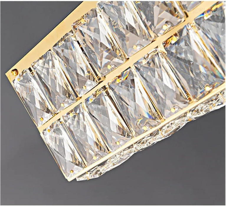 BAMDECOR C3332/L Linear Luxury Crystal Chandelier Modern LED Crystal Chandelier LED Ring Pendant Light Stainless Steel Ceiling Lamp Hanging Lights,for Dining Living Room (Gold) - Amazingooh Wholesale