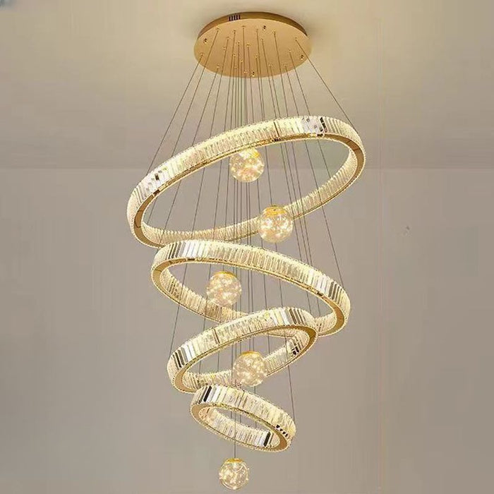 BAMDECOR C3335 Large Swirl Modern Crystal Ring Chandeliers Contemporary Round Chandelier Crystal Pendant Light(Gold - Four Rings) (Copy) - Amazingooh Wholesale