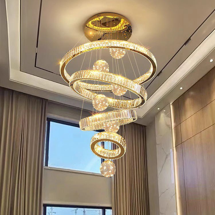 BAMDECOR C3335 Large Swirl Modern Crystal Ring Chandeliers Contemporar ...