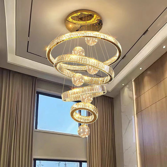 BAMDECOR C3335 Large Swirl Modern Crystal Ring Chandeliers Contemporary Round Chandelier Crystal Pendant Light(Gold - Four Rings) (Copy) - Amazingooh Wholesale