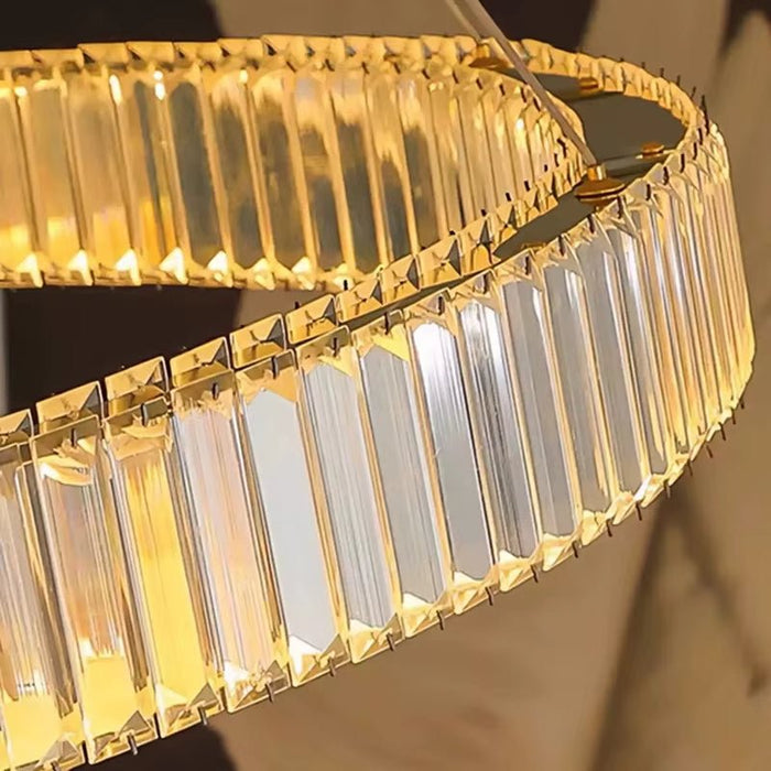 BAMDECOR C3335 Large Swirl Modern Crystal Ring Chandeliers Contemporary Round Chandelier Crystal Pendant Light(Gold - Seven Rings) - Amazingooh Wholesale