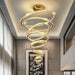 BAMDECOR C3335 Large Swirl Modern Crystal Ring Chandeliers Contemporary Round Chandelier Crystal Pendant Light(Gold - Seven Rings) - Amazingooh Wholesale