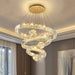 BAMDECOR C3335 Large Swirl Modern Crystal Ring Chandeliers Contemporary Round Chandelier Crystal Pendant Light(Gold - Three Rings) - Amazingooh Wholesale
