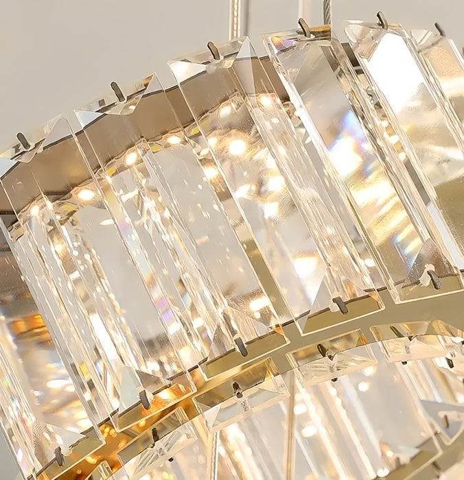 BAMDECOR C3335 Large Swirl Modern Crystal Ring Chandeliers Contemporary Round Chandelier Crystal Pendant Light(Gold - Two Rings) - Amazingooh Wholesale
