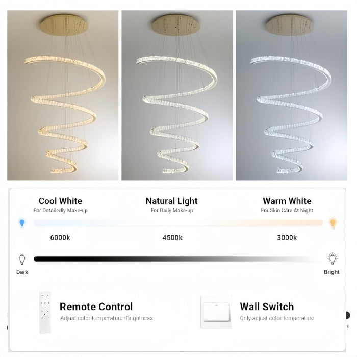 BAMDECOR C3336 Helix Spiral Crystal Staircase Chandelier Lighting Fixtures Pendant Ceiling Lights Stairwells(Gold - 100cm) - Amazingooh Wholesale