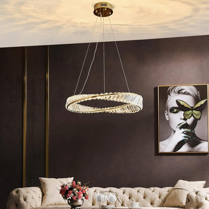 BAMDECOR C3342/1 Modern Crystal Chandeliers Lighting Fixtures Contemporary Wave Chandelier Lighting Fixtures Crystal Pendant Ceiling Lights for Living Room (Gold) - Amazingooh Wholesale