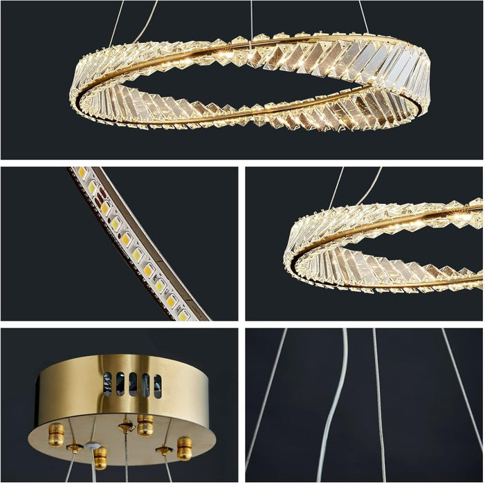 BAMDECOR C3342/1 Modern Crystal Chandeliers Lighting Fixtures Contemporary Wave Chandelier Lighting Fixtures Crystal Pendant Ceiling Lights for Living Room (Gold) - Amazingooh Wholesale