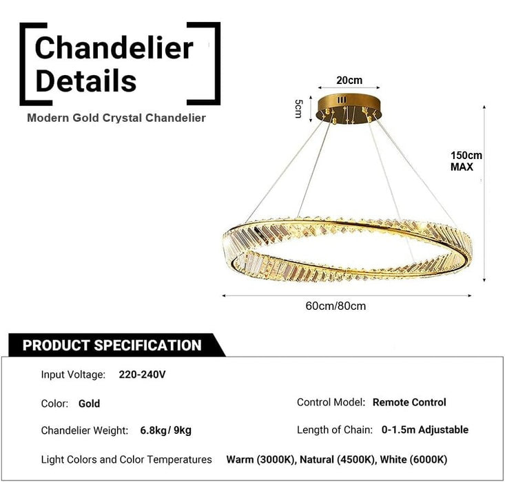 BAMDECOR C3342/1 Modern Crystal Chandeliers Lighting Fixtures Contemporary Wave Chandelier Lighting Fixtures Crystal Pendant Ceiling Lights for Living Room (Gold) - Amazingooh Wholesale