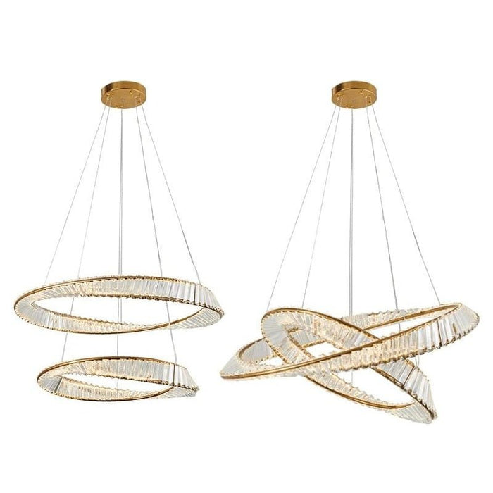 BAMDECOR C3342/2 Modern Crystal Chandeliers Lighting Fixtures Contemporary Wave Chandelier Lighting Fixtures Crystal Pendant Ceiling Lights for Living Room (Gold) - Amazingooh Wholesale