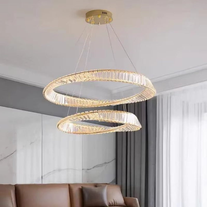 BAMDECOR C3342/2 Modern Crystal Chandeliers Lighting Fixtures Contemporary Wave Chandelier Lighting Fixtures Crystal Pendant Ceiling Lights for Living Room (Gold) - Amazingooh Wholesale
