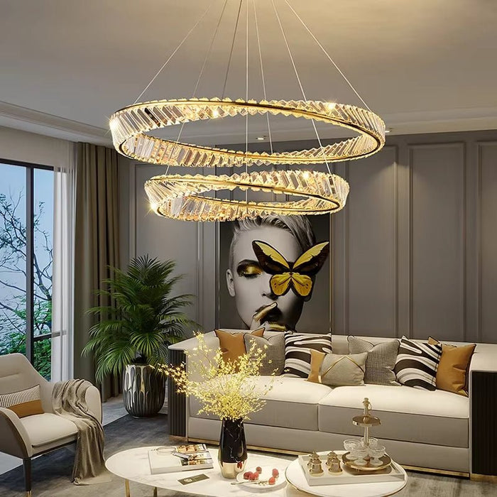 BAMDECOR C3342/2 Modern Crystal Chandeliers Lighting Fixtures Contemporary Wave Chandelier Lighting Fixtures Crystal Pendant Ceiling Lights for Living Room (Gold) - Amazingooh Wholesale