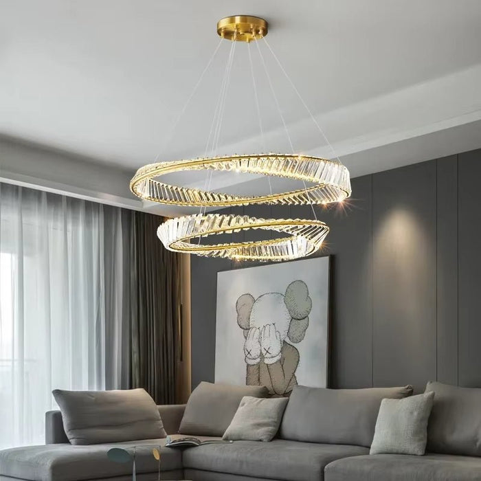 BAMDECOR C3342/2 Modern Crystal Chandeliers Lighting Fixtures Contemporary Wave Chandelier Lighting Fixtures Crystal Pendant Ceiling Lights for Living Room (Gold) - Amazingooh Wholesale