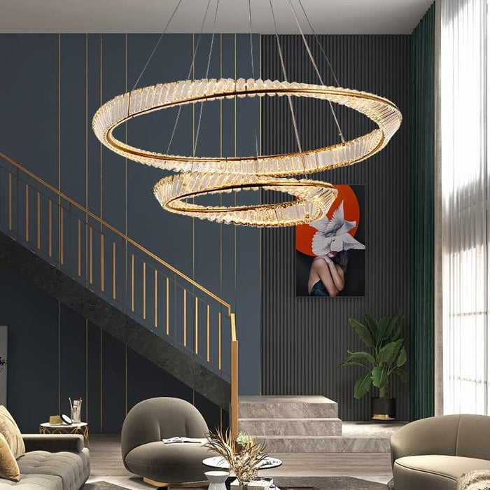 BAMDECOR C3342/2 Modern Crystal Chandeliers Lighting Fixtures Contemporary Wave Chandelier Lighting Fixtures Crystal Pendant Ceiling Lights for Living Room (Gold) - Amazingooh Wholesale