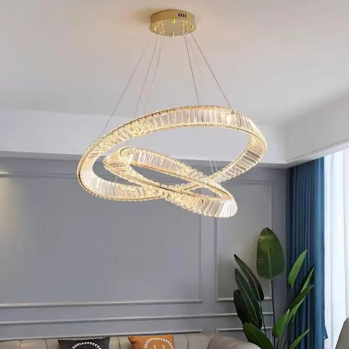 BAMDECOR C3342/2 Modern Crystal Chandeliers Lighting Fixtures Contemporary Wave Chandelier Lighting Fixtures Crystal Pendant Ceiling Lights for Living Room (Gold) - Amazingooh Wholesale