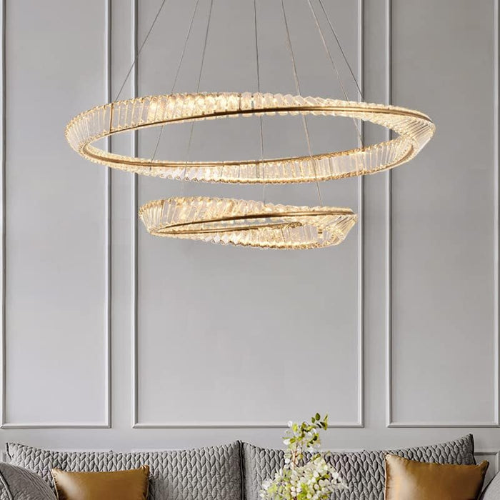 BAMDECOR C3342/2 Modern Crystal Chandeliers Lighting Fixtures Contemporary Wave Chandelier Lighting Fixtures Crystal Pendant Ceiling Lights for Living Room (Gold) - Amazingooh Wholesale