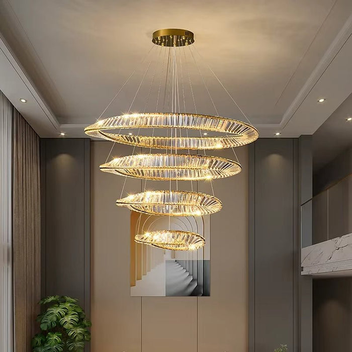 BAMDECOR C3342/4 Modern Crystal Chandeliers Lighting Fixtures Contemporary Wave Chandelier Lighting Fixtures Crystal Pendant Ceiling Lights for Living Room (Gold) - Amazingooh Wholesale