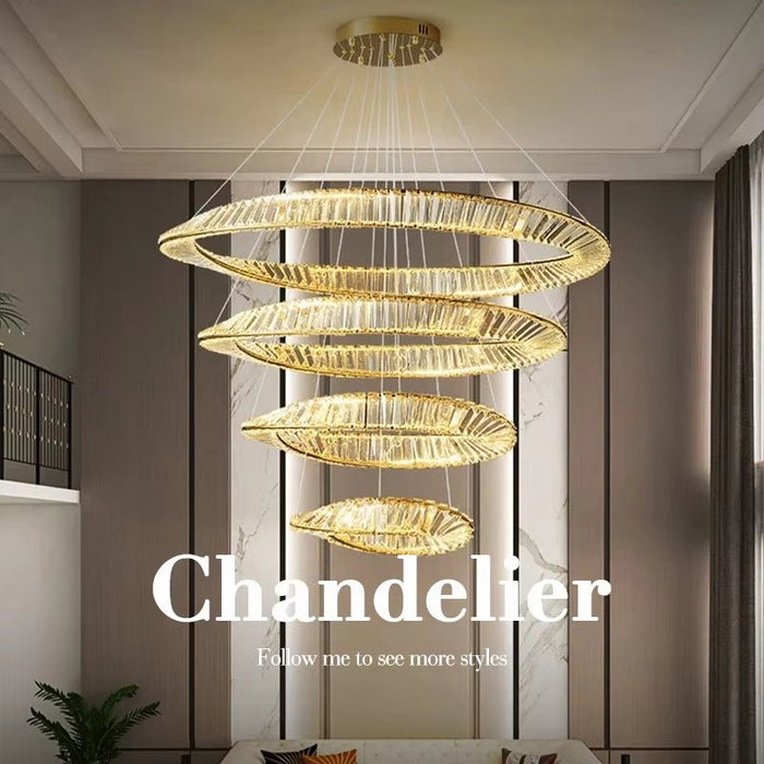 BAMDECOR C3342/4 Modern Crystal Chandeliers Lighting Fixtures Contemporary Wave Chandelier Lighting Fixtures Crystal Pendant Ceiling Lights for Living Room (Gold) - Amazingooh Wholesale