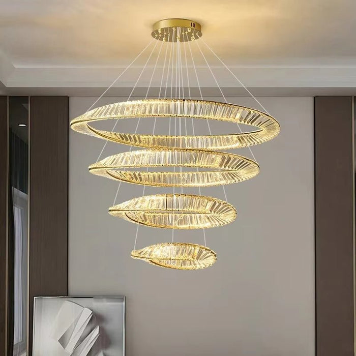 BAMDECOR C3342/4 Modern Crystal Chandeliers Lighting Fixtures Contemporary Wave Chandelier Lighting Fixtures Crystal Pendant Ceiling Lights for Living Room (Gold) - Amazingooh Wholesale
