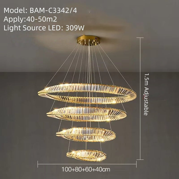 BAMDECOR C3342/4 Modern Crystal Chandeliers Lighting Fixtures Contemporary Wave Chandelier Lighting Fixtures Crystal Pendant Ceiling Lights for Living Room (Gold) - Amazingooh Wholesale