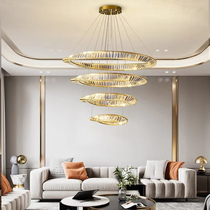 BAMDECOR C3342/4 Modern Crystal Chandeliers Lighting Fixtures Contemporary Wave Chandelier Lighting Fixtures Crystal Pendant Ceiling Lights for Living Room (Gold) - Amazingooh Wholesale
