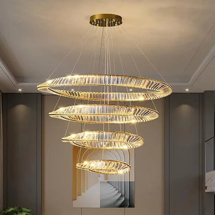 BAMDECOR C3342/4 Modern Crystal Chandeliers Lighting Fixtures Contemporary Wave Chandelier Lighting Fixtures Crystal Pendant Ceiling Lights for Living Room (Gold) - Amazingooh Wholesale