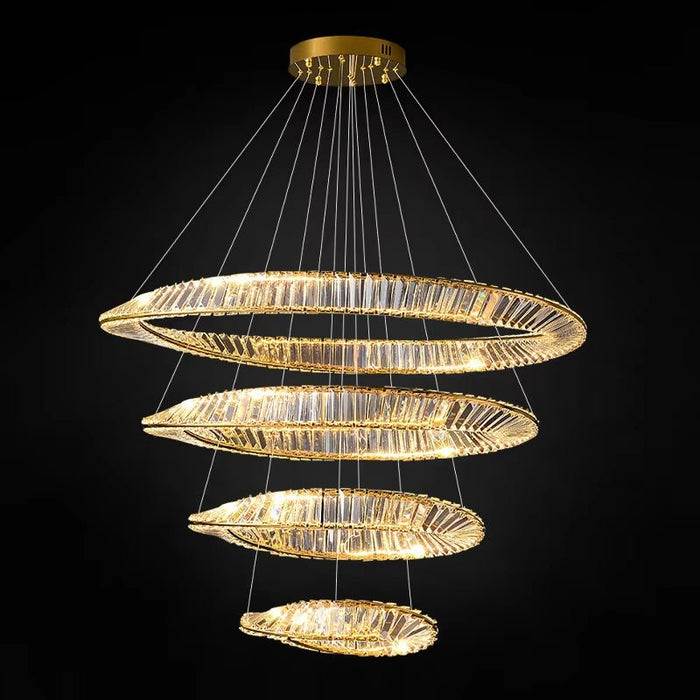 BAMDECOR C3342/4 Modern Crystal Chandeliers Lighting Fixtures Contemporary Wave Chandelier Lighting Fixtures Crystal Pendant Ceiling Lights for Living Room (Gold) - Amazingooh Wholesale