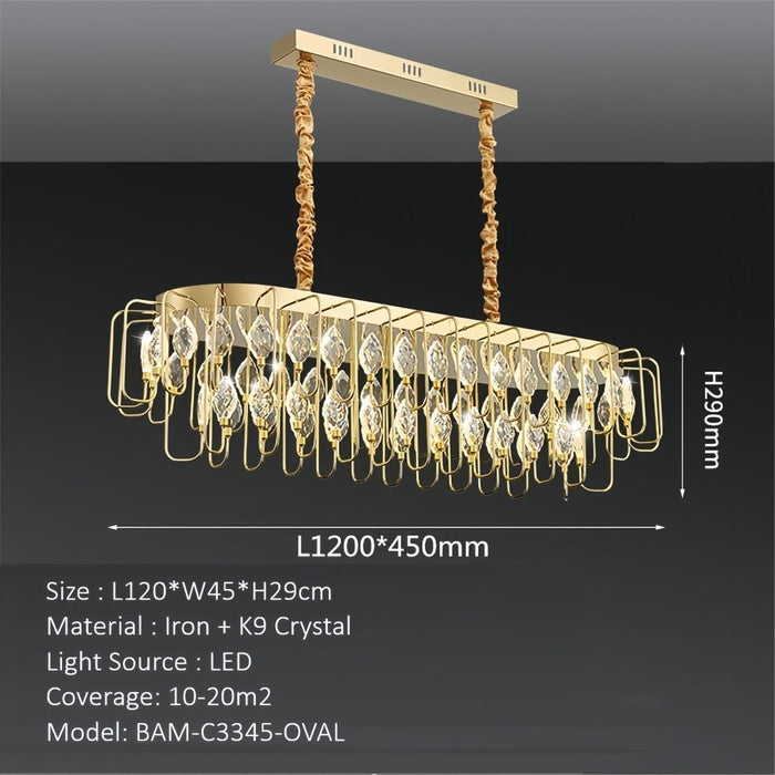 BAMDECOR C3345 Modern French Home Decor Luxury Crystal - leaf Chandelier LED Fashion Creativity Pendant Ceiling Lights(120cm - Gold) - Amazingooh Wholesale