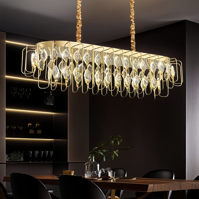 BAMDECOR C3345 Modern French Home Decor Luxury Crystal - leaf Chandelier LED Fashion Creativity Pendant Ceiling Lights(120cm - Gold) - Amazingooh Wholesale