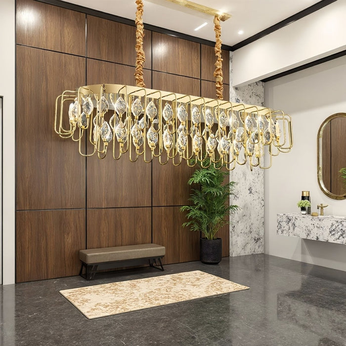 BAMDECOR C3345 Modern French Home Decor Luxury Crystal - leaf Chandelier LED Fashion Creativity Pendant Ceiling Lights(120cm - Gold) - Amazingooh Wholesale