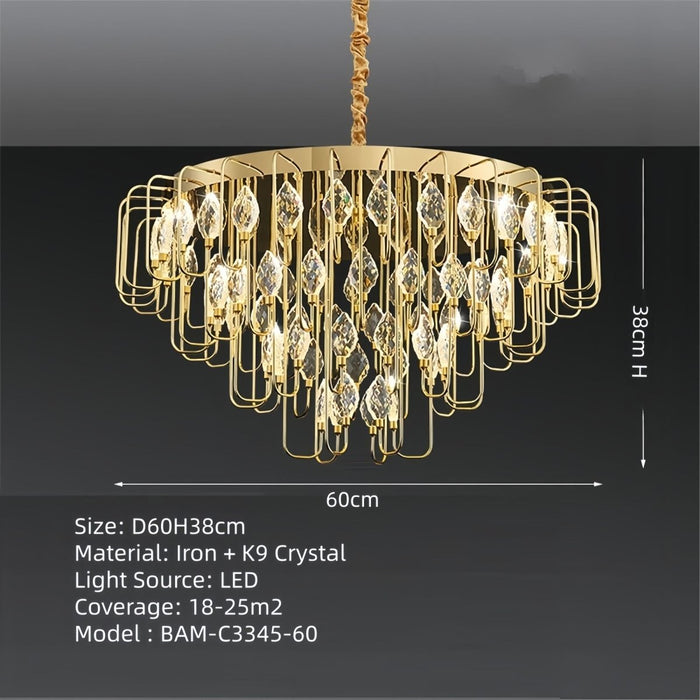 BAMDECOR C3345 Modern Luxury Crystal - leaf Chandelier LED Fashion Creativity Pendant Ceiling Lights(60cm - Gold) - Amazingooh Wholesale