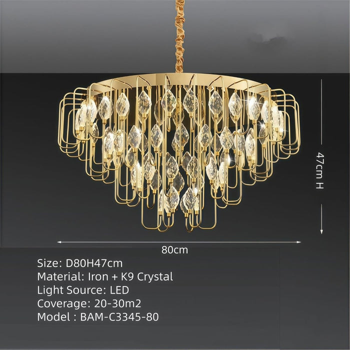 BAMDECOR C3345 Modern Luxury Crystal - leaf Chandelier LED Fashion Creativity Pendant Ceiling Lights(80cm - Gold) - Amazingooh Wholesale